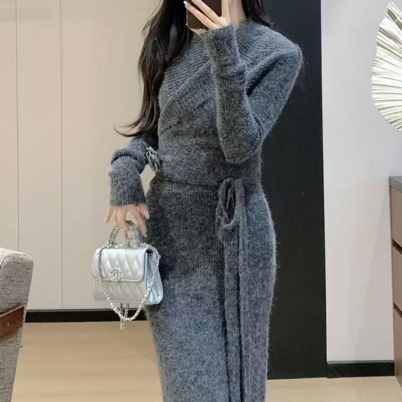 【set】カシュクールトップス×ロングスカートセット Q7043
