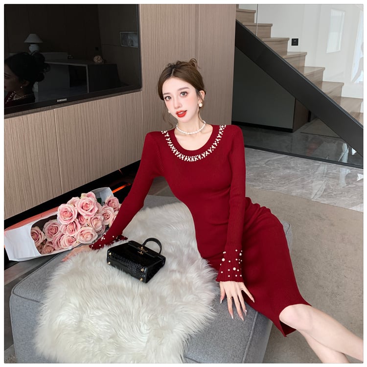 【dress】パールニットワンピース　M27487
