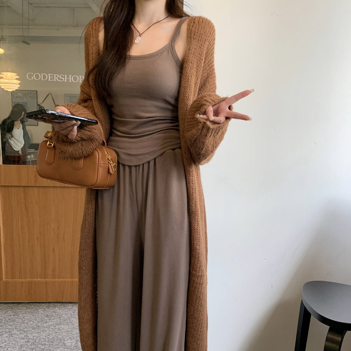 【outer】ロング丈ニットカーデ　M25620