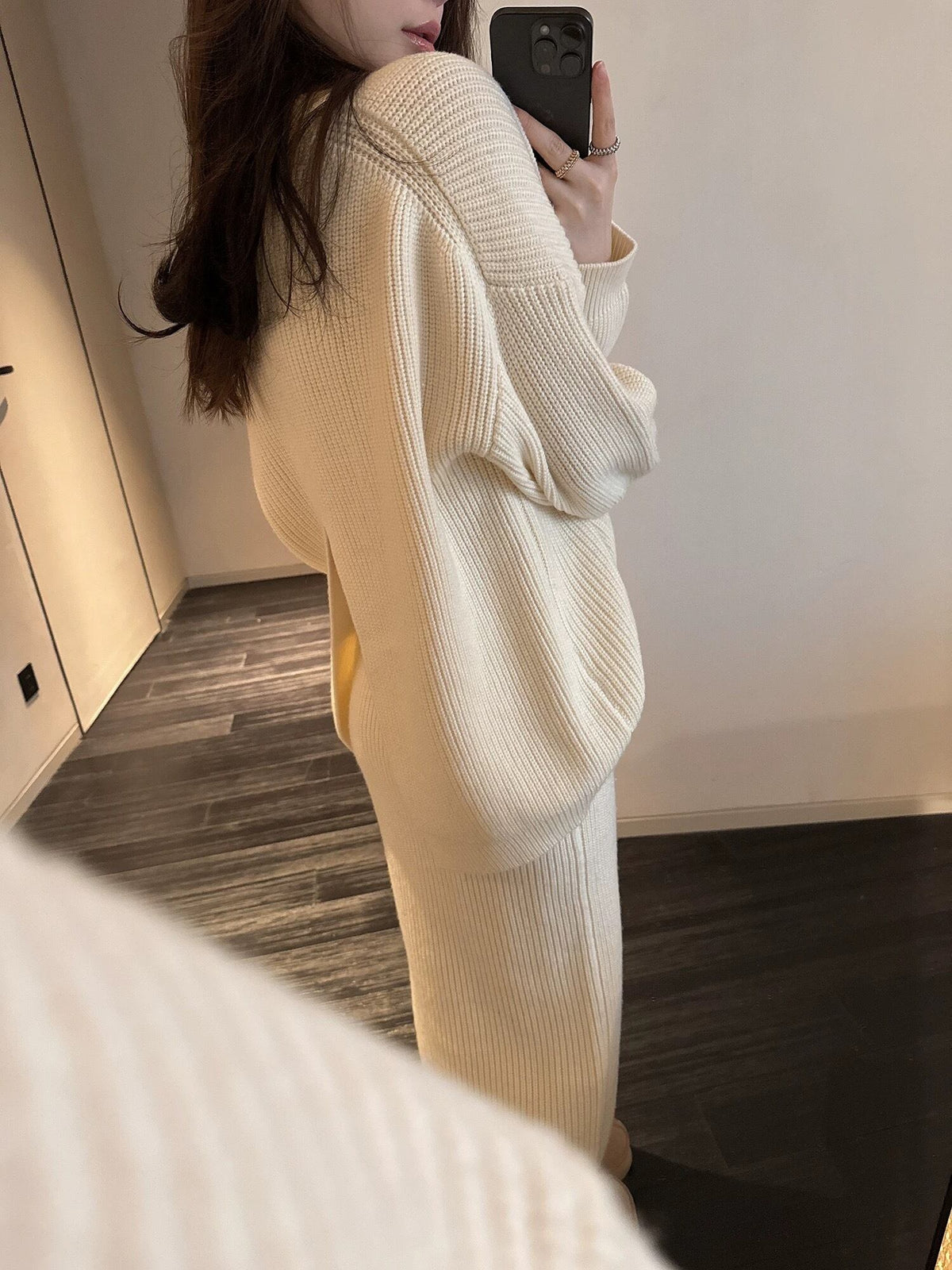 【set】バックスリットニットトップス×スカートセット　N2791