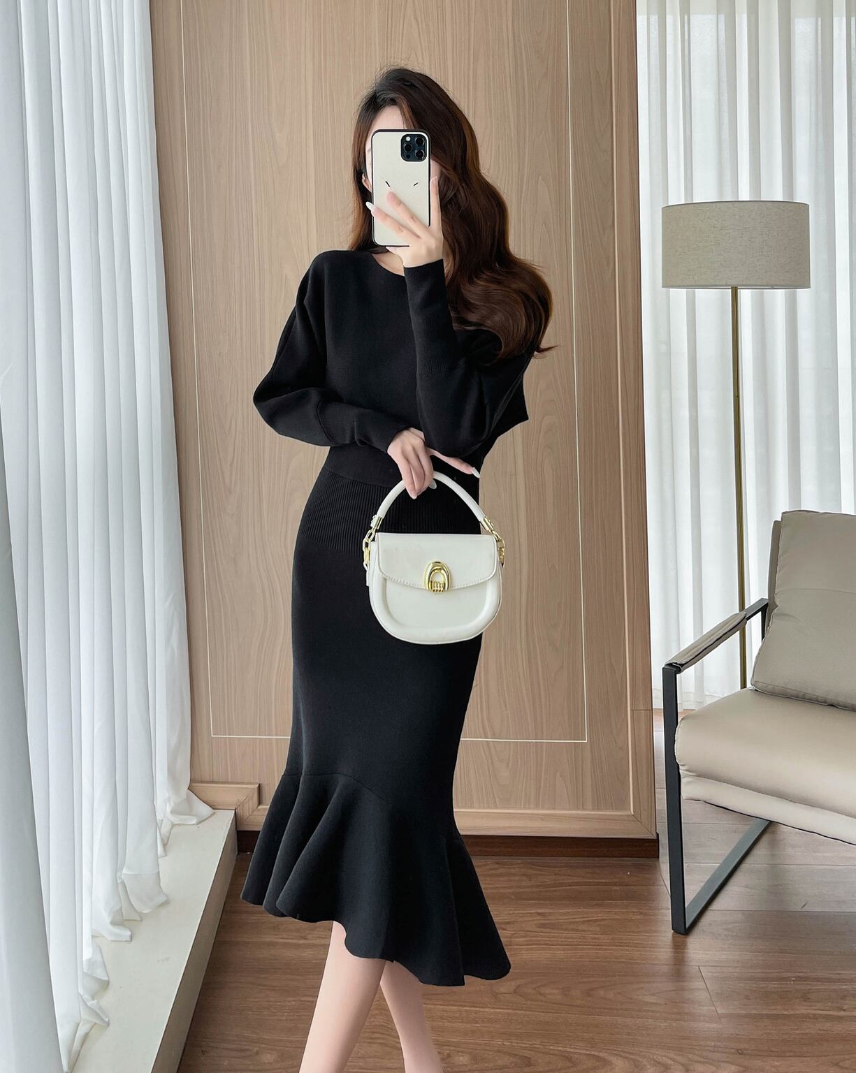 【dress】ニットマーメイドワンピース Q7293
