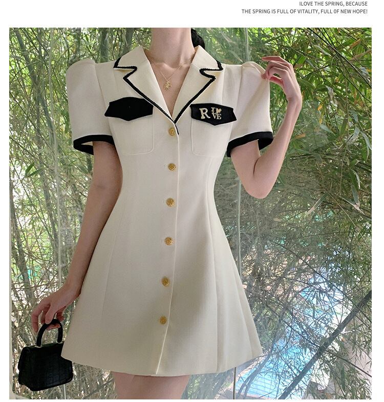 【dress】カラーマッチングスーツワンピース G21000