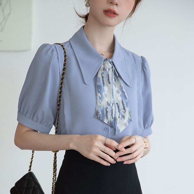【tops】シフォンOL通勤ブラウスG21077