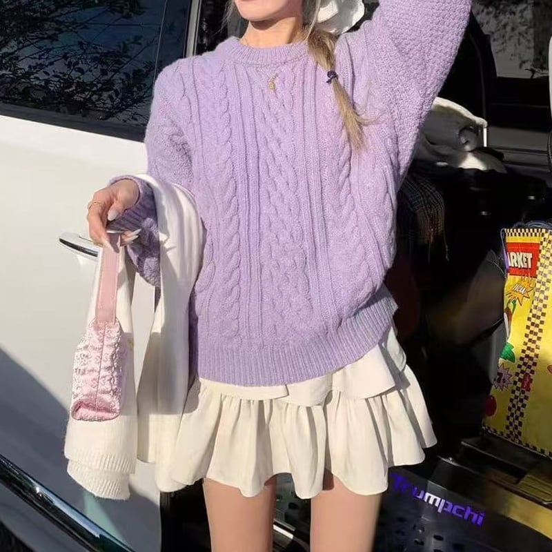 【tops】厚手ニットトップス Q7126