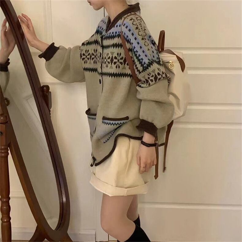 【outer】ジャカードニットカーデ　M27113