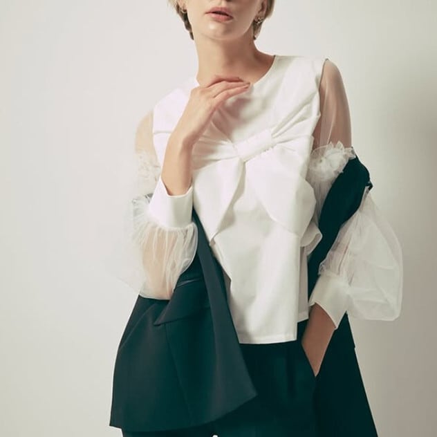 【tops】チュールドッキングブラウス　M30193