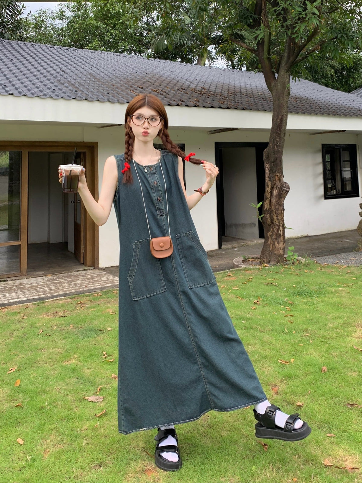 【dress】ノースリーブデニムワンピース　M25107