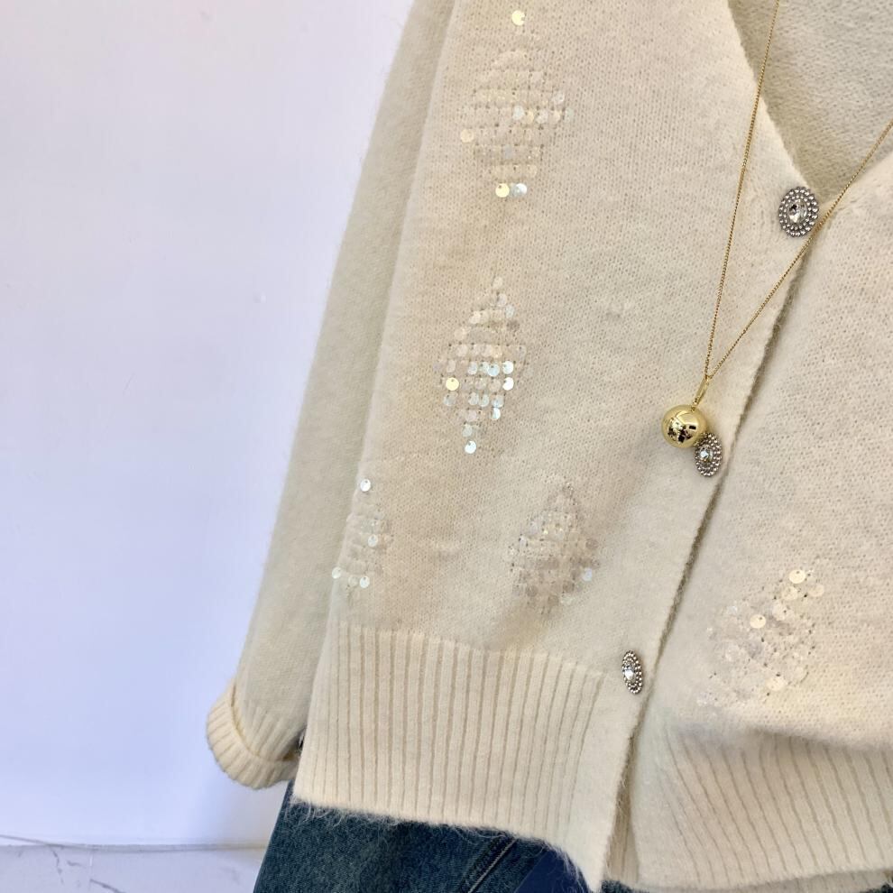 【outer】スパンコールニットカーデ　M29266