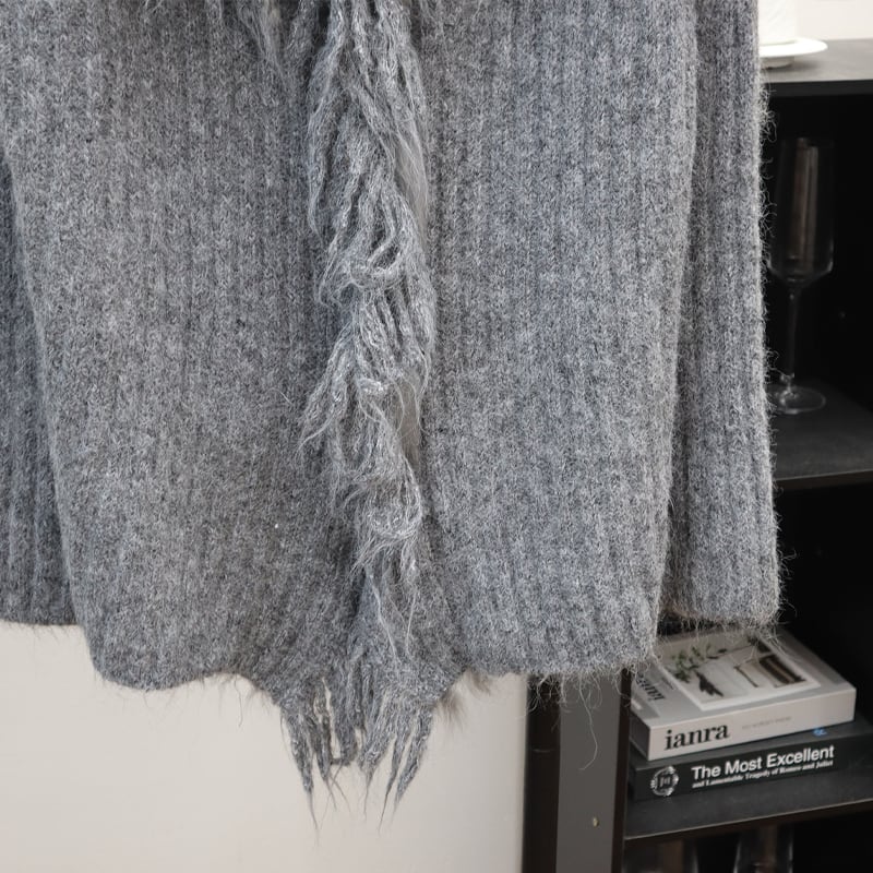【outer】ファードッキングニットカーディガン Q7209