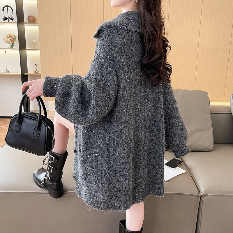 【outer】ロングニットカーディガン Q7191