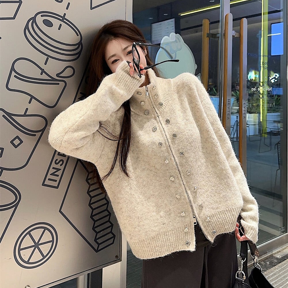 【outer】ファスナーニットカーデ　M28861