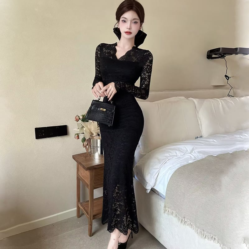 【dress】レースマーメイドワンピース　M28027