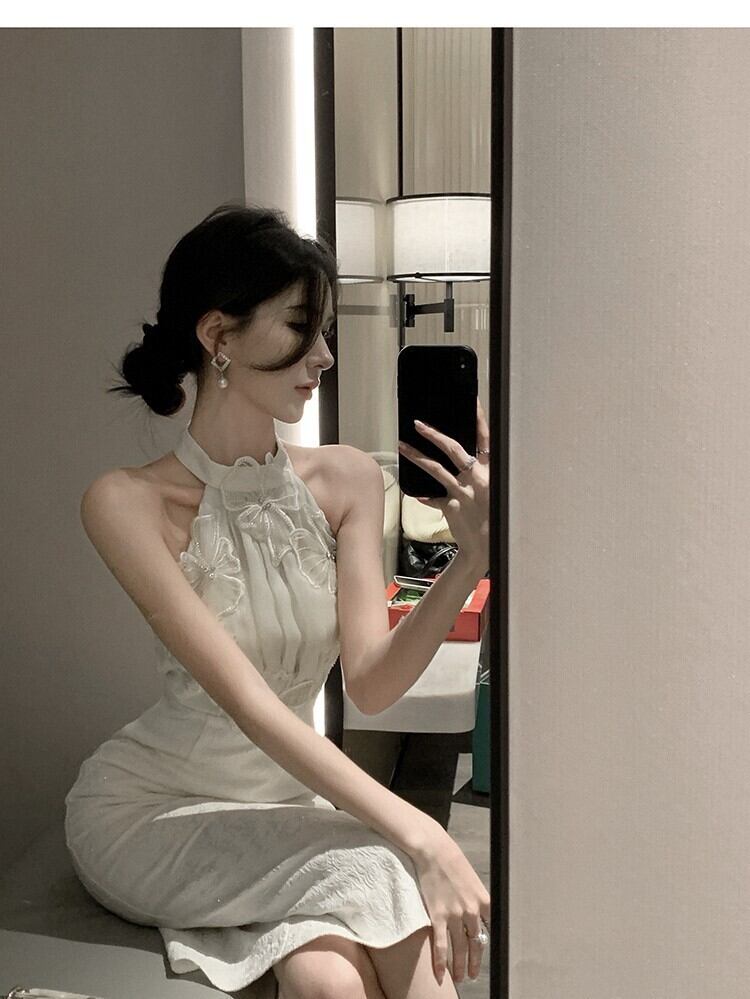 【dress】ホルターネック体型カバーワンピースG21012