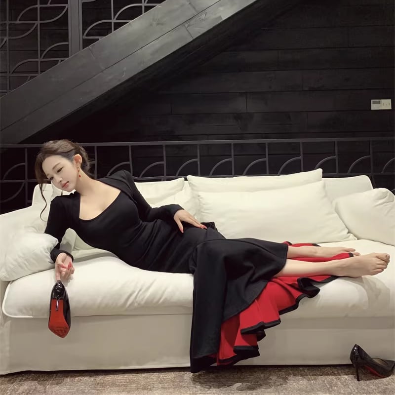 【dress】ロングマーメイドワンピース Q7724