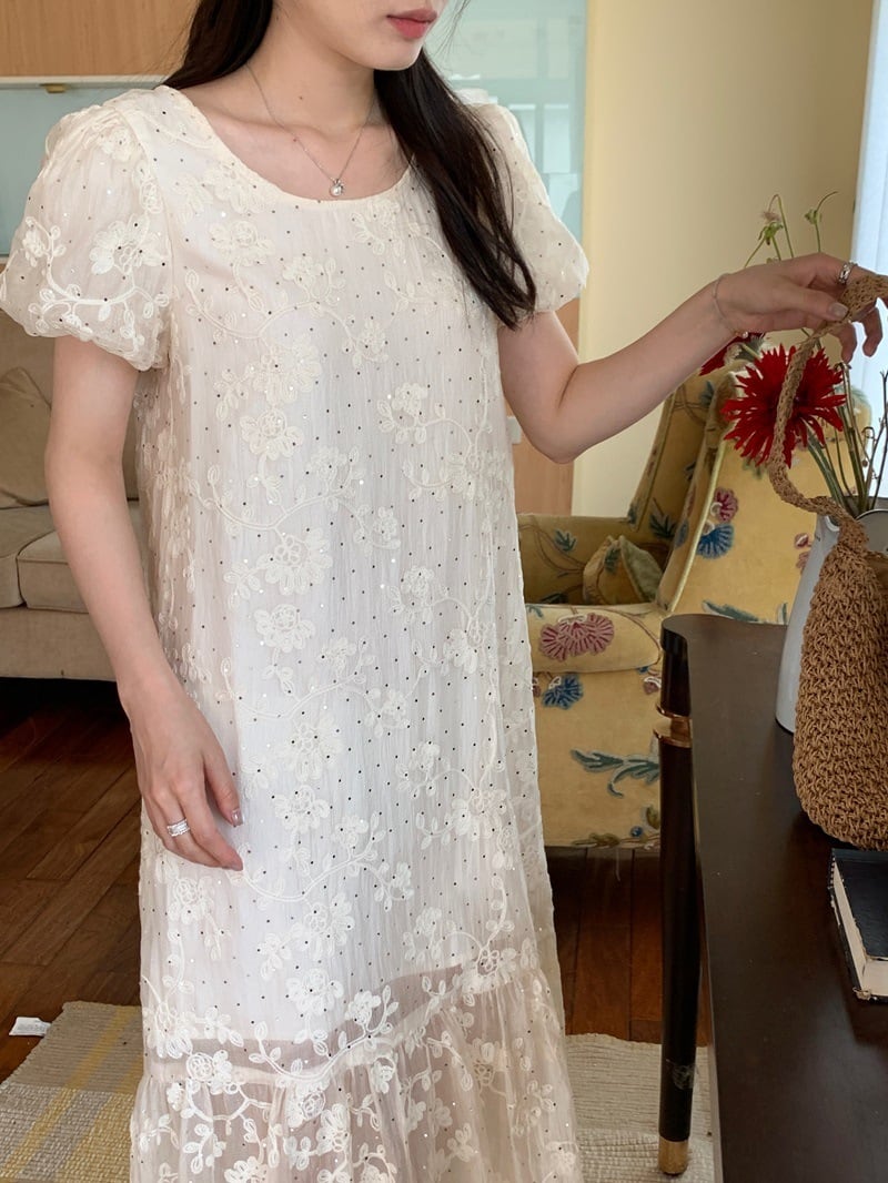 【dress】ジャカード刺繍ワンピース　M24731