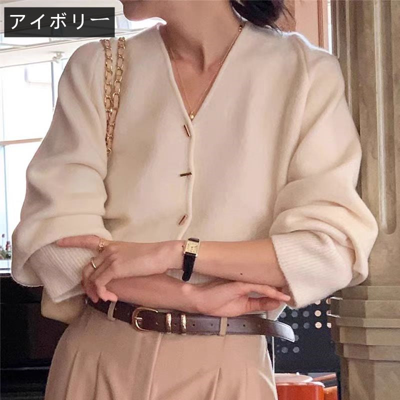 【outer】VネックニットカーディガンG24050