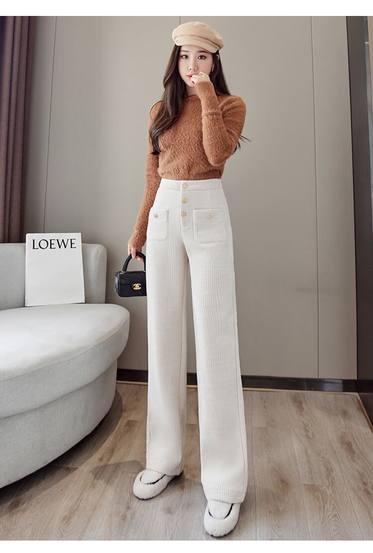 【bottoms】秋冬新作!気質満点レトロ厚手裏起毛着痩せハイウエストガウチョパンツ G4502