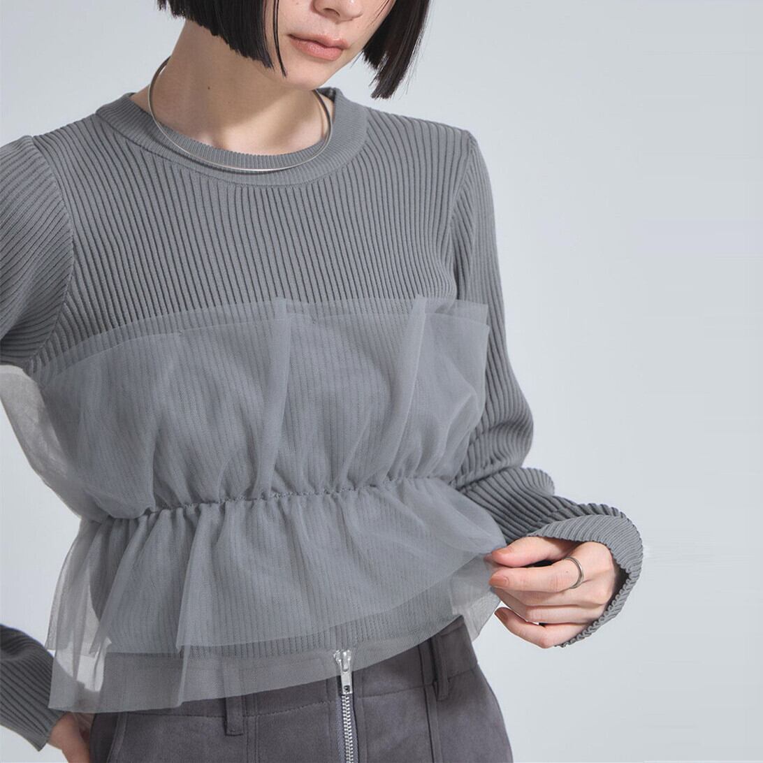【tops】チュールドッキングニットトップス　M28014