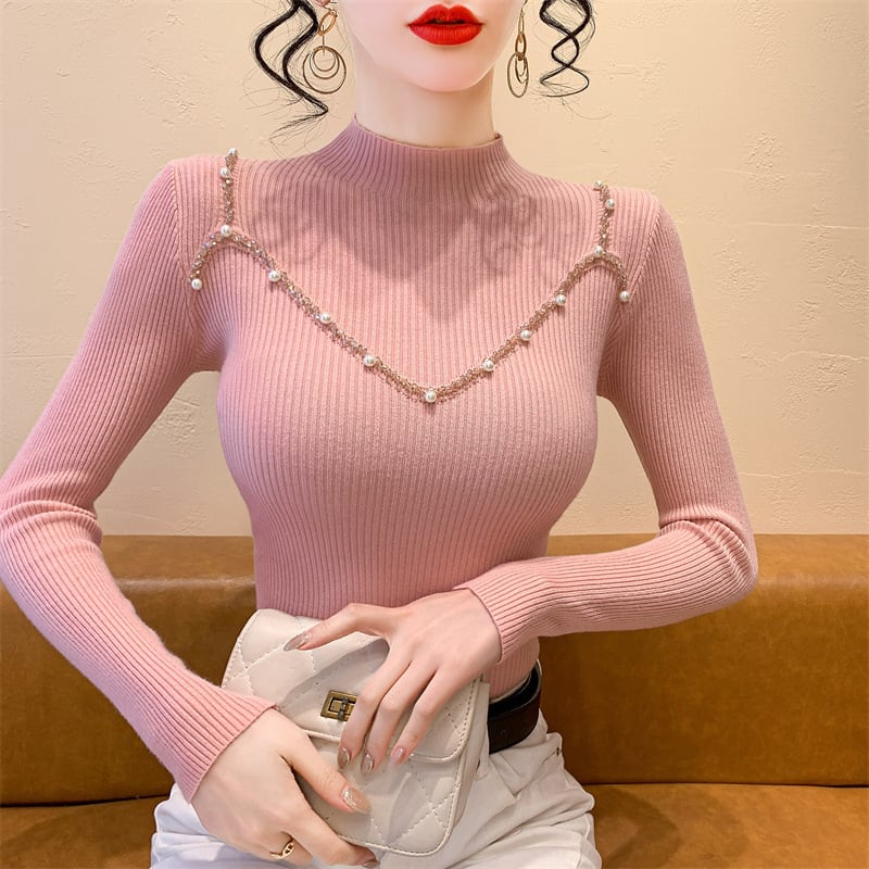 【tops】パールニットトップス　M27695