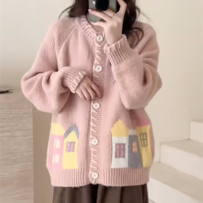 【outer】3色展開ニットカーディガン Q7738
