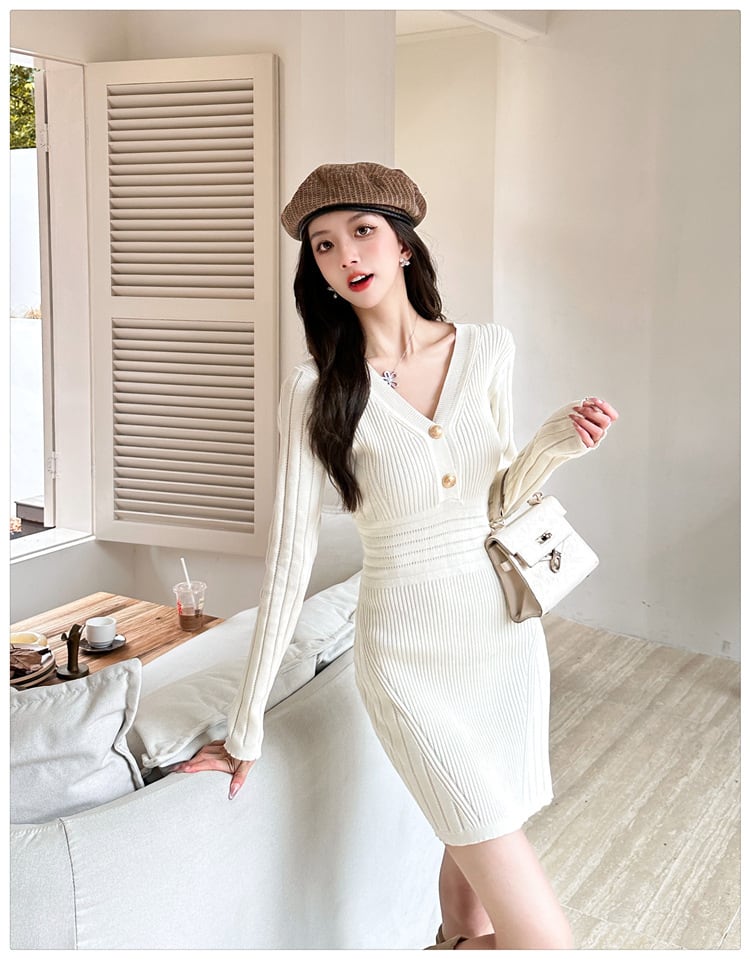 【dress】Vネックワンピース　M26043