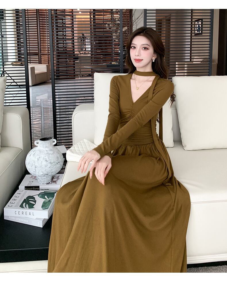 【dress】チョーカー付Vネックワンピース　M28249