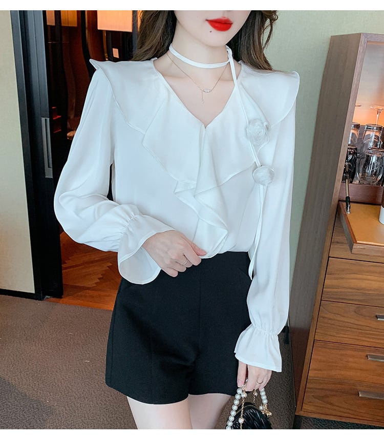 【tops】フリルシャツトップス　M25769