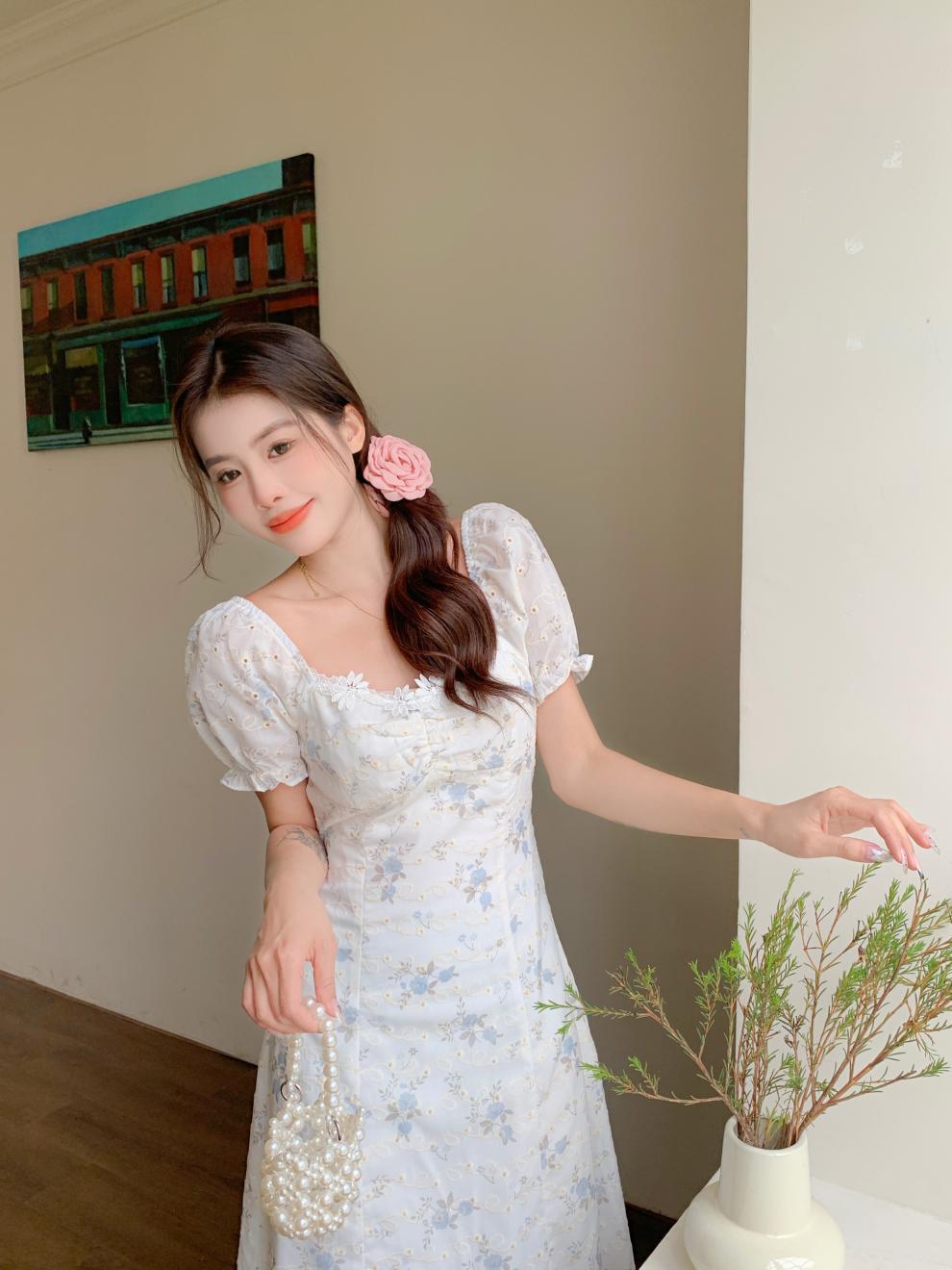 【dress】スウィートスクエアネック花柄ワンピースG21518