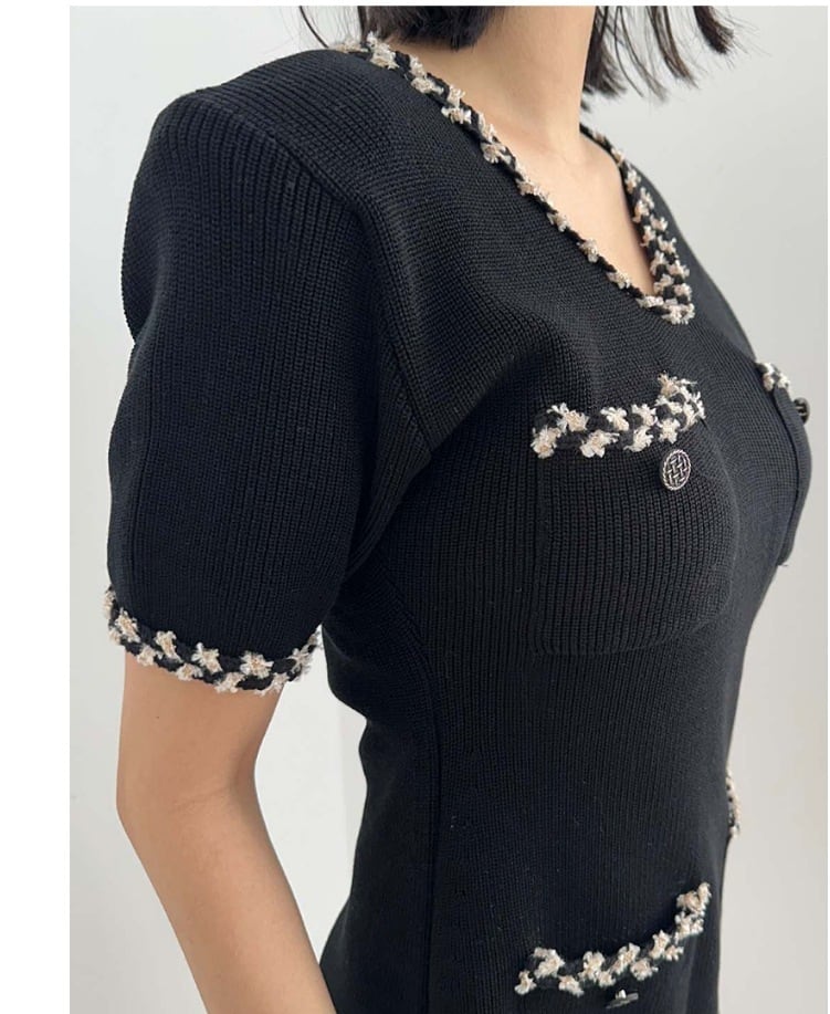 【dress】Vネックニットタイトワンピース G21158