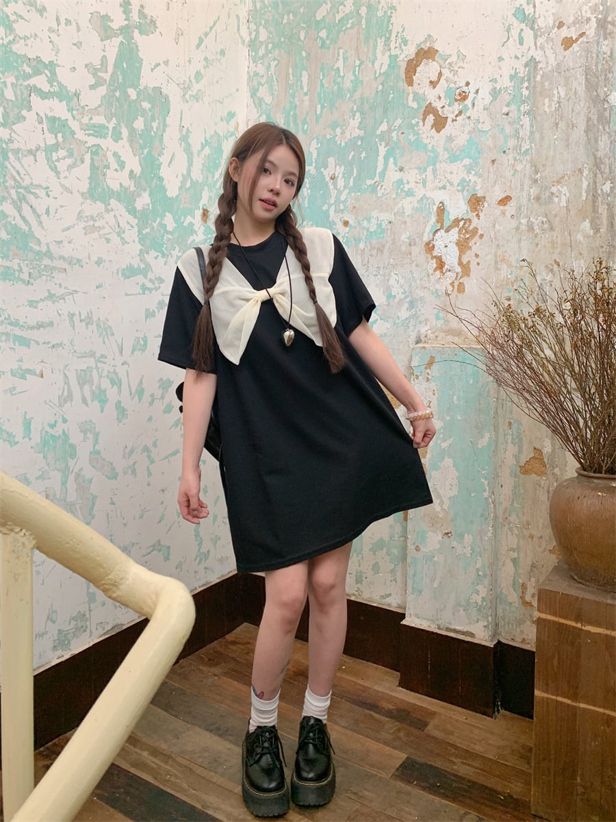 【dress】リボン付きワンピース　M25038