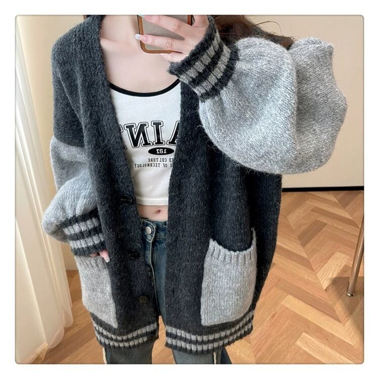 【outer】配色切り替えニットカーデ　M27503