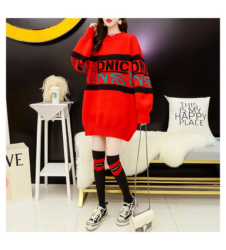 【tops】気質満点レトロ厚手秋冬新作ルーズゆったりニットセーター G4095