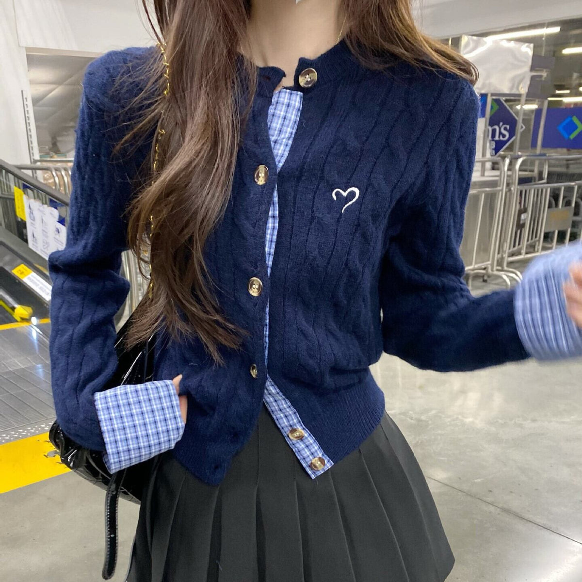 【outer】切り替えニットカーデ　M28383