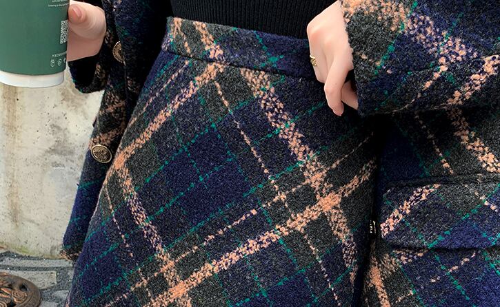 【set】ファッション!気質満点レトロオシャレスーツアウター+スカート２点セット G3586