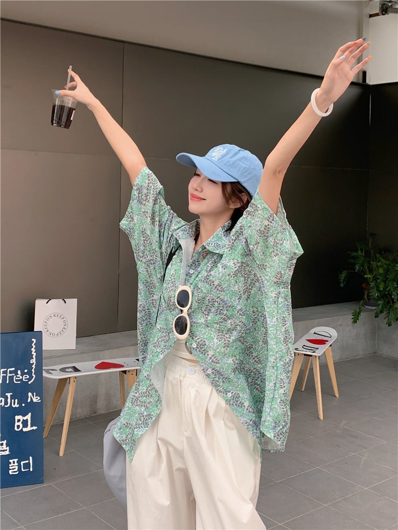 【tops】花柄シャツトップス　M25174