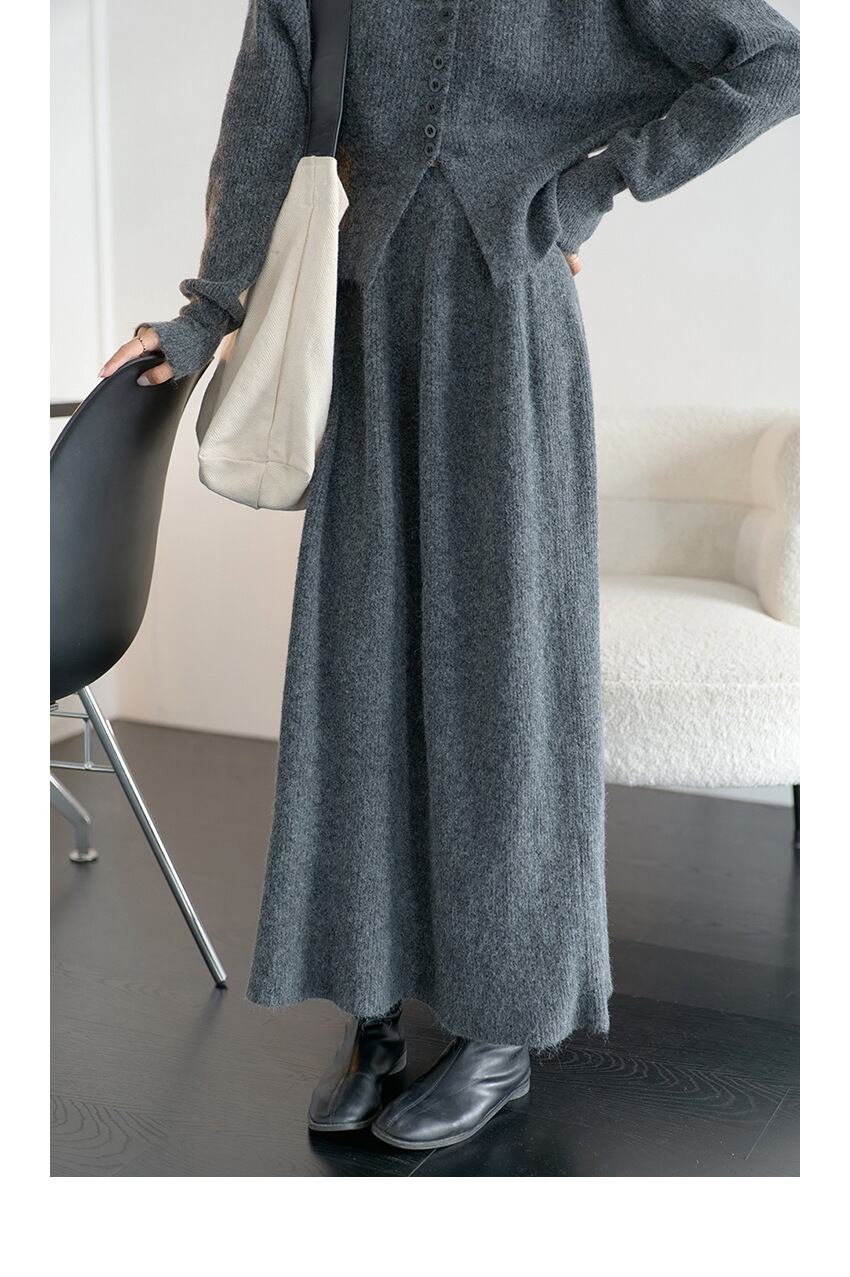 【set】ニットカーデ×スカートセット　M27271