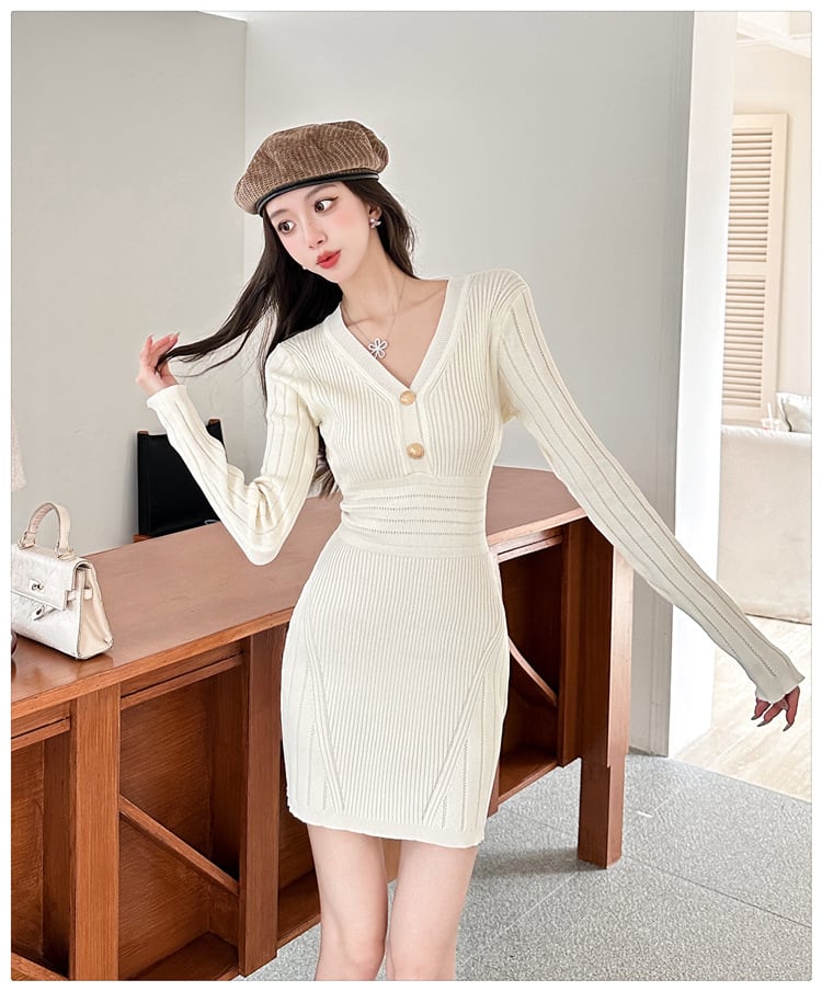 【dress】Vネックワンピース　M26043