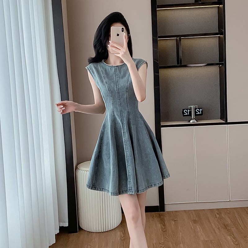 【dress】ノースリーブデニムワンピース　M24565