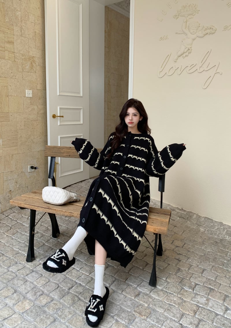 【dress】ボーダー柄ニットワンピース　M28377
