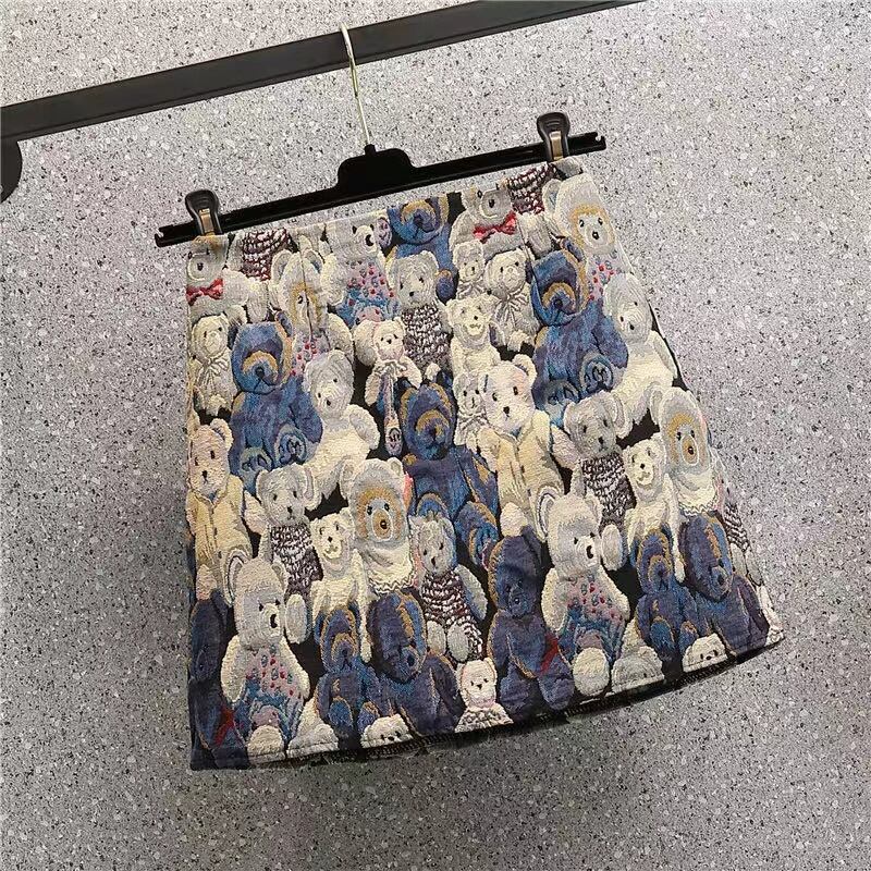 【set】話題沸騰中2点セットラウンドネック長袖パーカー+動物柄配色Aラインスカート通勤日常おしゃれセットアップF1310