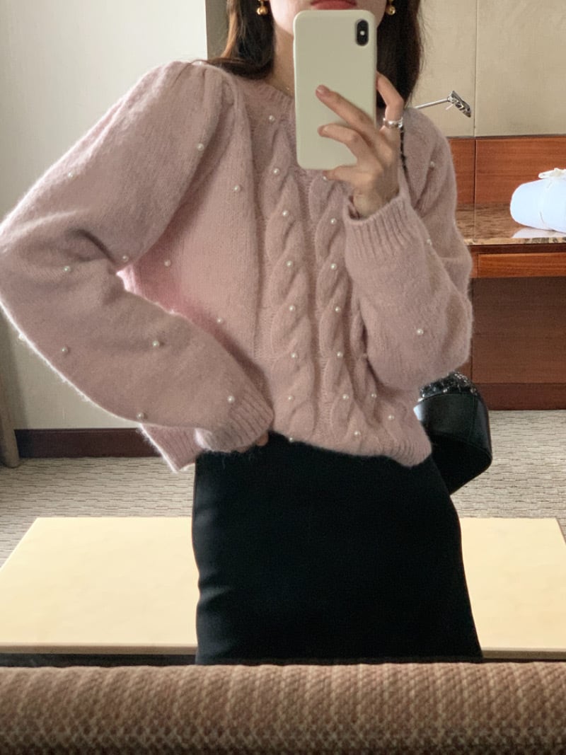 【tops】クルーネックニットセーター　M19019