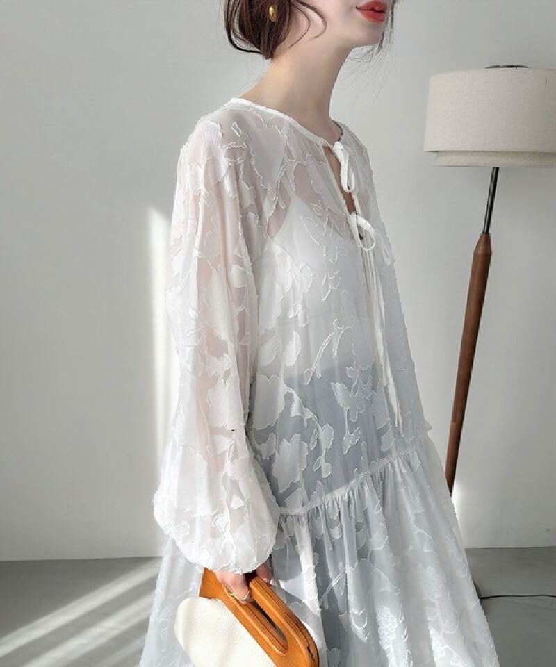 【dress】フリルランタンスリーブワンピース G20313