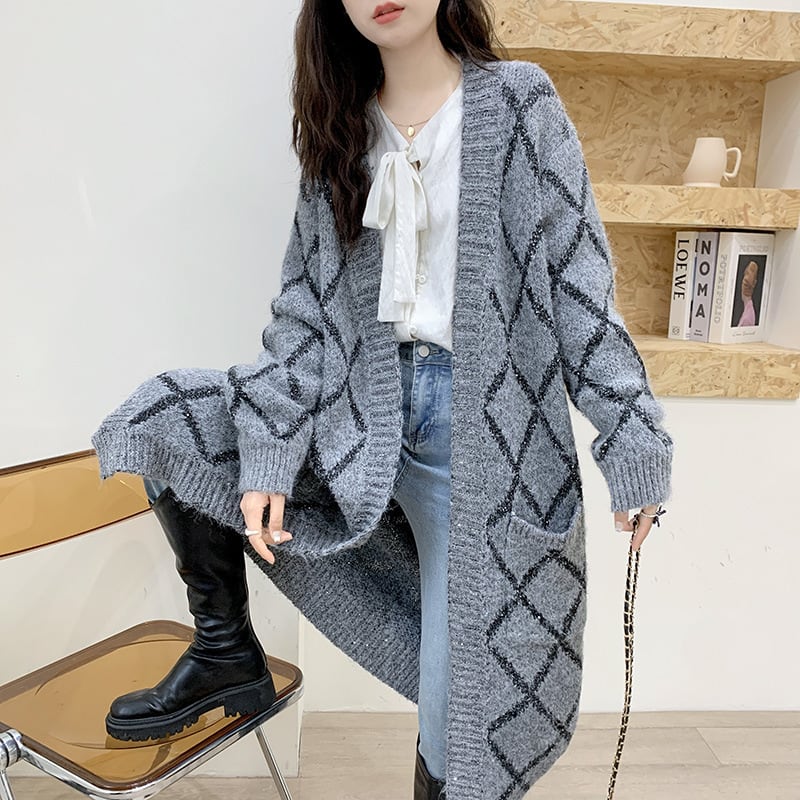 【outer】ロング丈ニットカーデ　M26052
