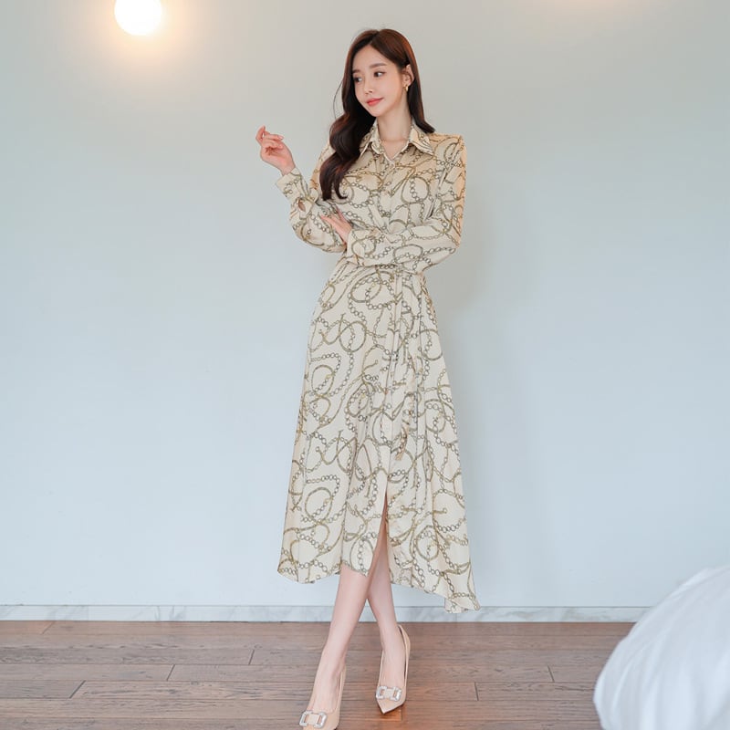【dress】プリントシャツワンピース　M29492