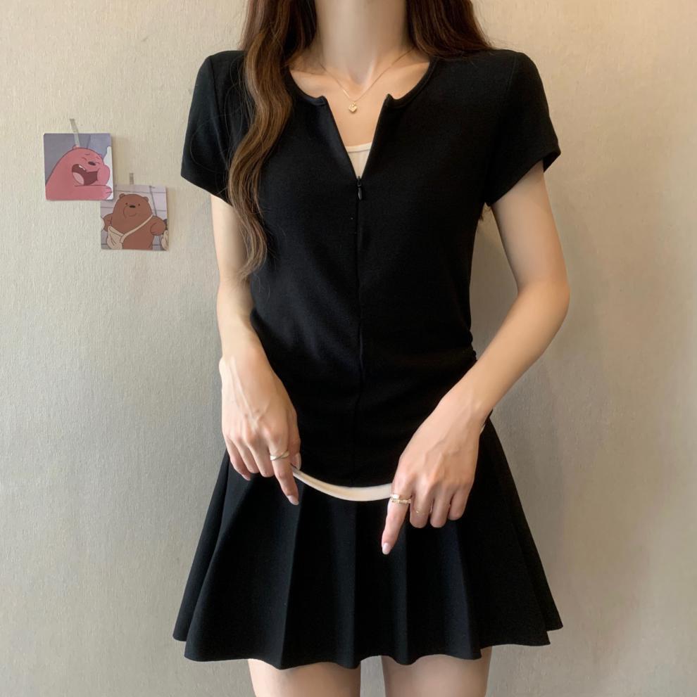 【tops】偽二つ切り替えTシャツG21042