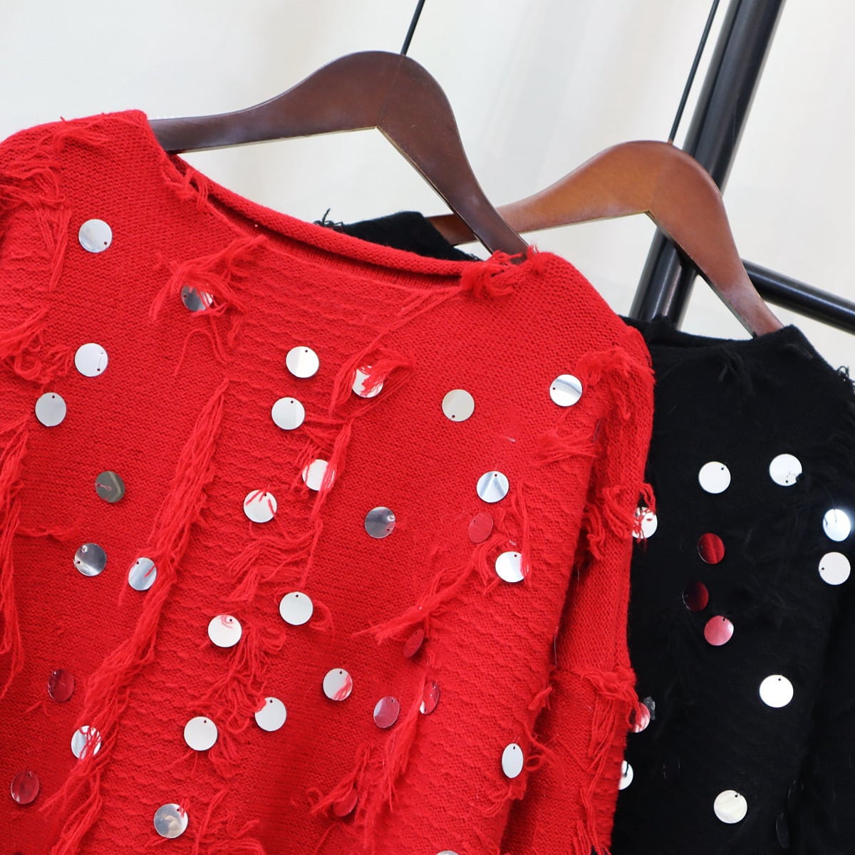 【tops】スパンコールニットセーター　M28126