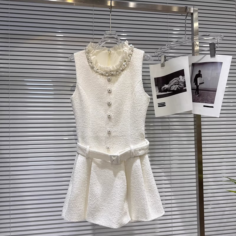 【dress】ツイードレース付きベストワンピース Q7891