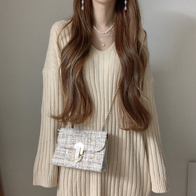 【dress】フード付きニットワンピース　M28089