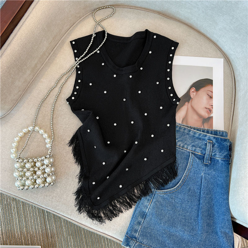 【tops】フリンジニットタンクトップF7729