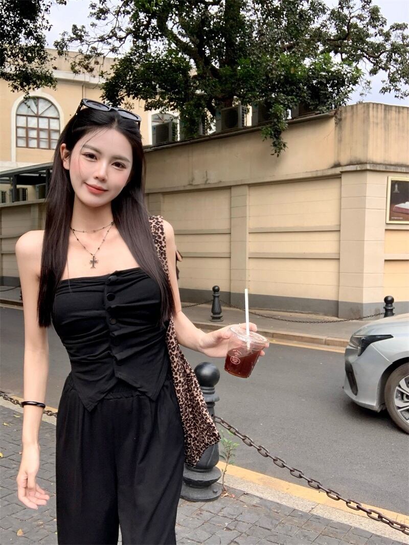 【set】ベアトップ+カジュアルパンツ２点セットG21035